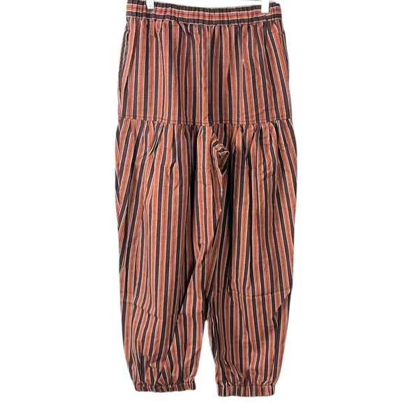 Free People Western Boho Ellie Pull On Barrel Pants Bloomers XS Brown Stripe NEW - Picture 6 of 11